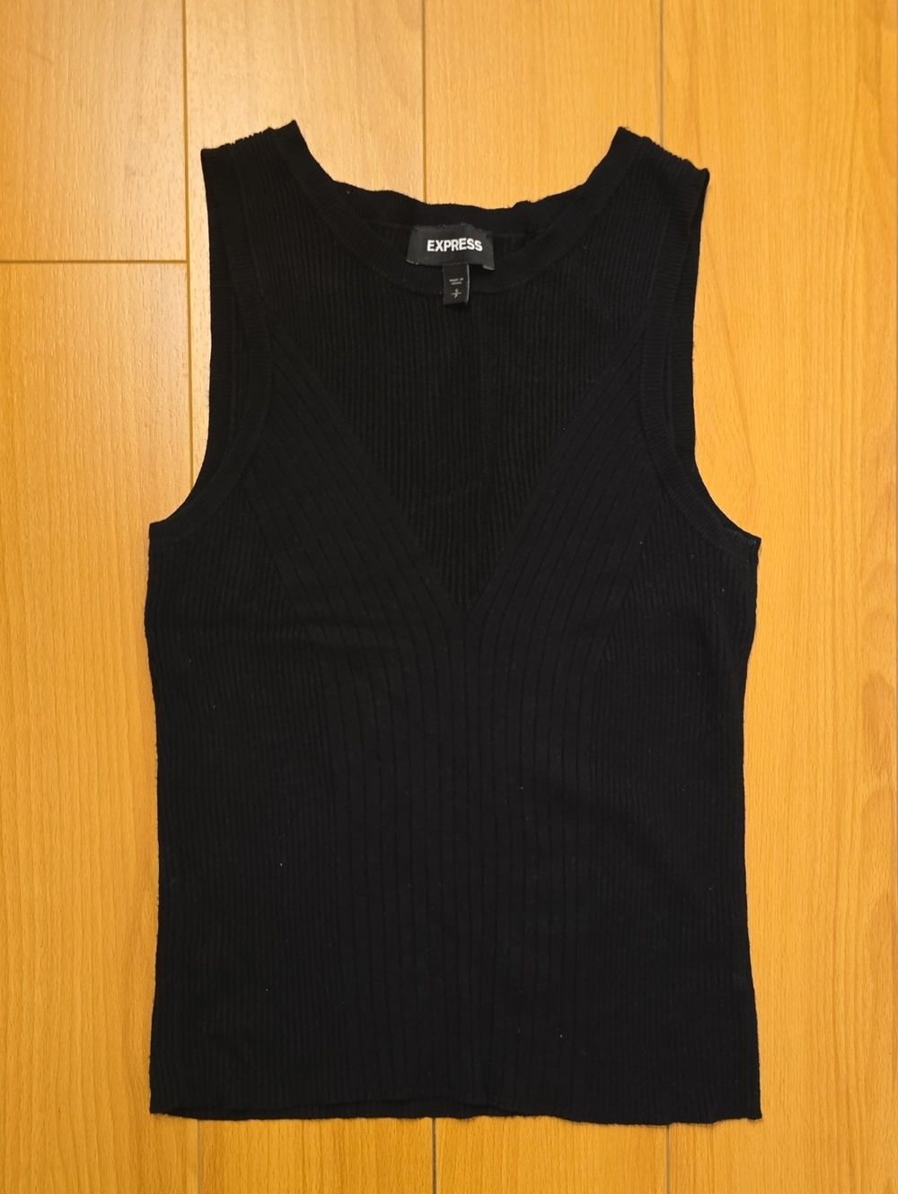 Express Black Ribbed Sleeveless V-Neck Tank Size S